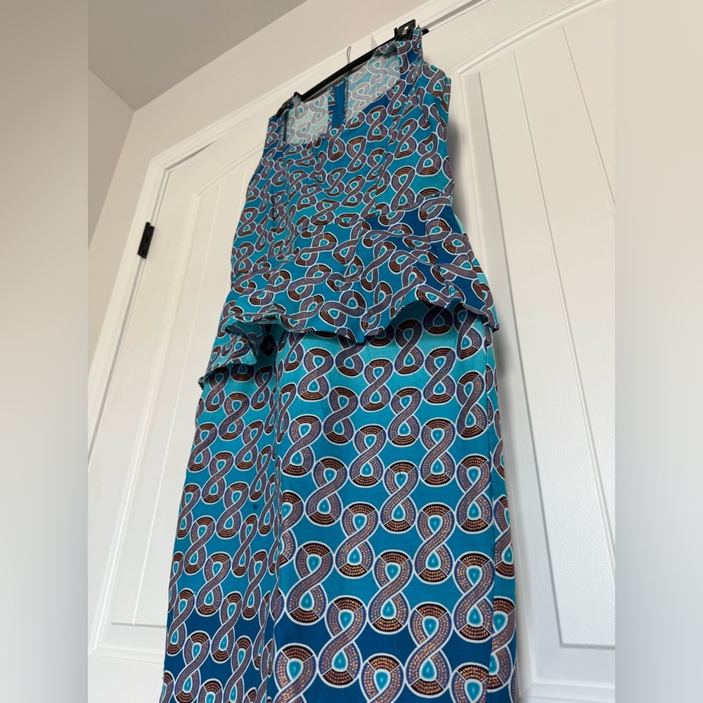 Blue African Ankara Sleeveless Dress